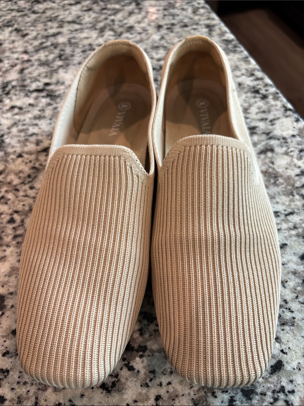 Vivara Knit Slip-On Loafers in Beige